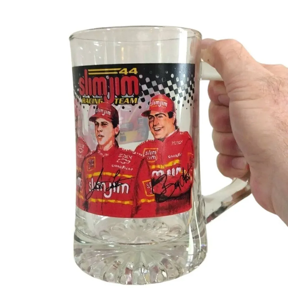 Vintage Rare Slim 1999 NASCAR BUSCH SERIES Jim Racing Team Beer Mug 24oz Heavy D